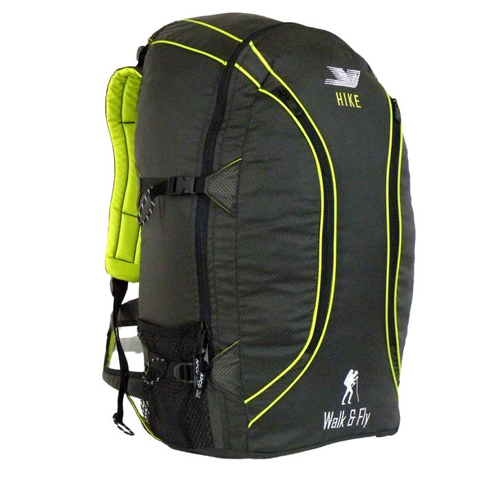 Reversible - Converts into comfortable Backpack, large enough to fit a regular paraglider and an open face helmet